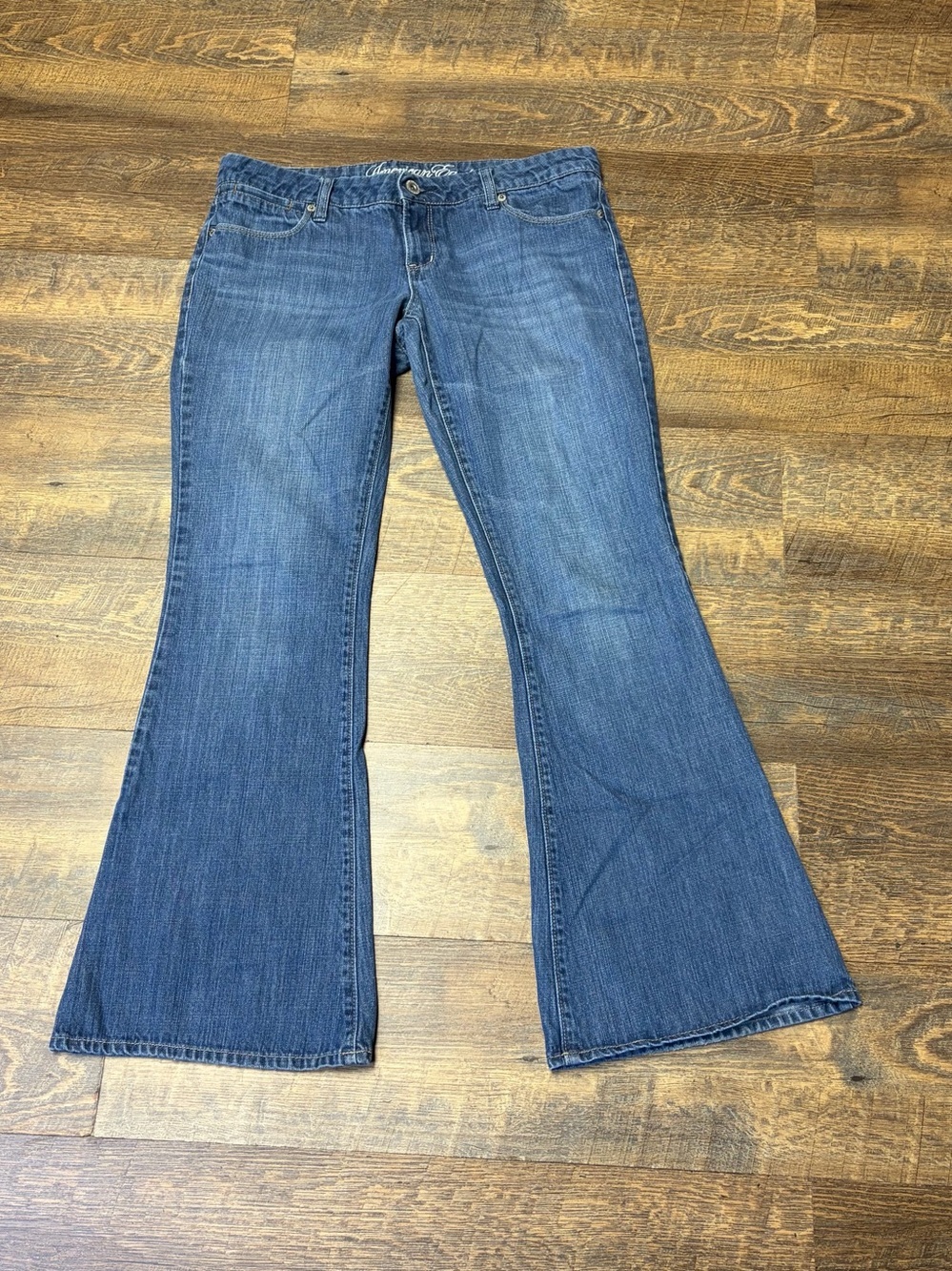 Vintage Y2K American Eagle Real Flare Low Rise Denim Jeans Womens 8 Bootcut Blue